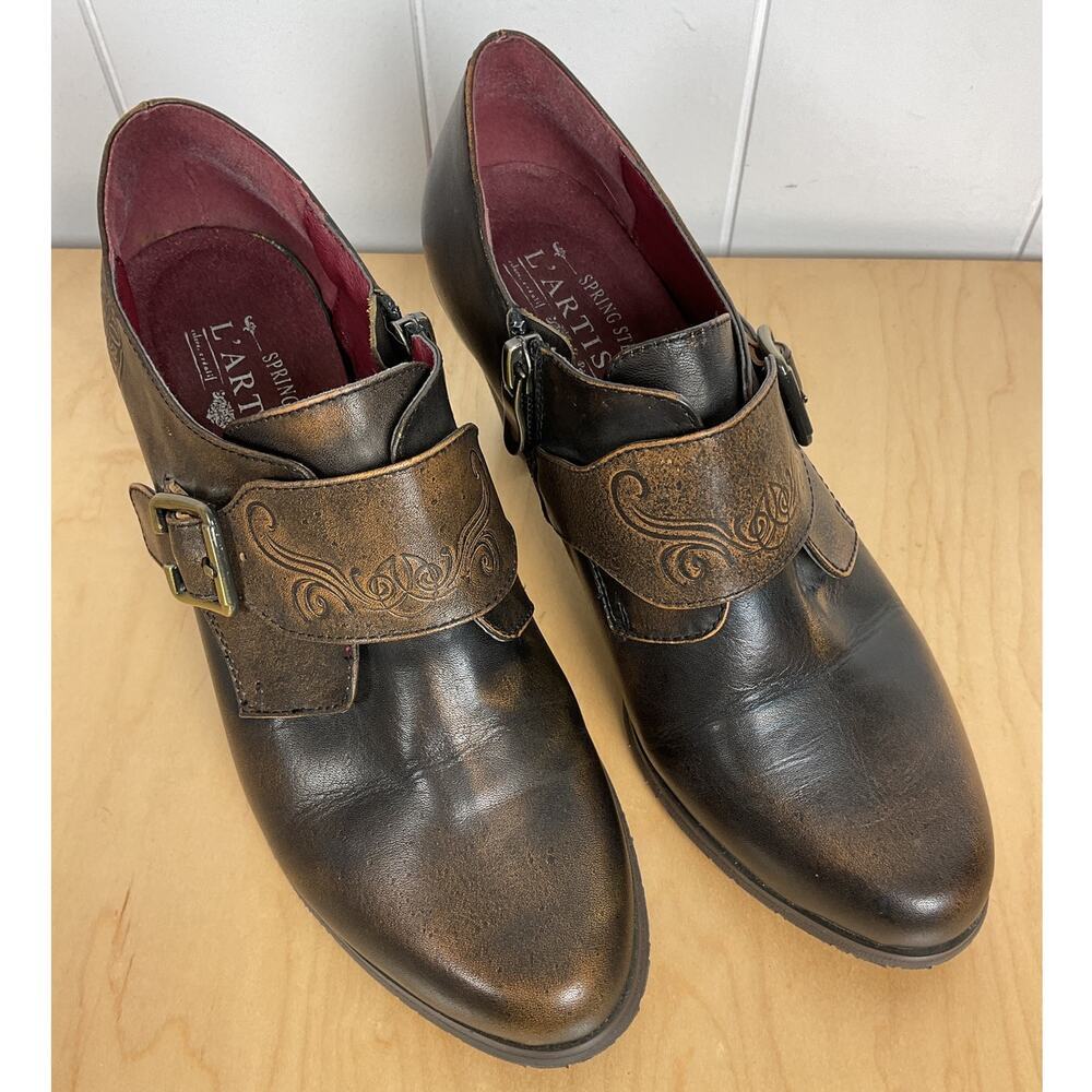 L'Artiste Spring Step Renaissance Buckle Clog Ankle Bootie Leather Size 7/EU‎ 37 - Picture 8 of 12
